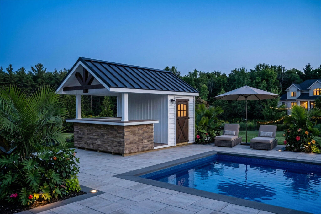 a pool house installed and build by old glory sheds
